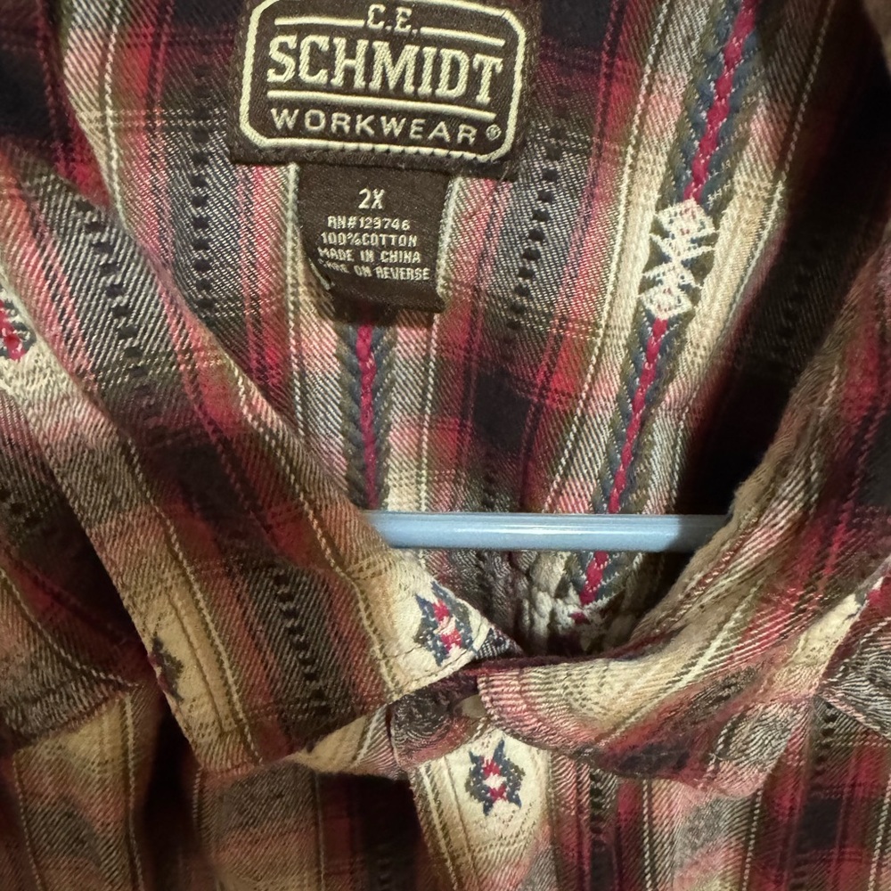 C. E. Schmidt Workwear. Rustic Red and Brown Casual Button Down Shirt